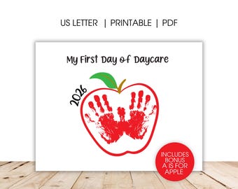 First Day of Daycare Handprint Art, First Day of School, Handprint Craft, Preschool Craft, Back to School, Handprint Craft, PDF