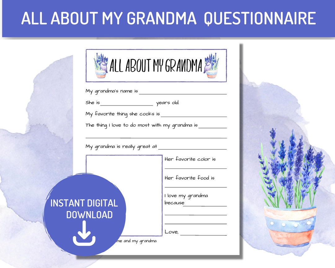 All About My Grandma Printable Questionnaire, Mother's Day Classroom