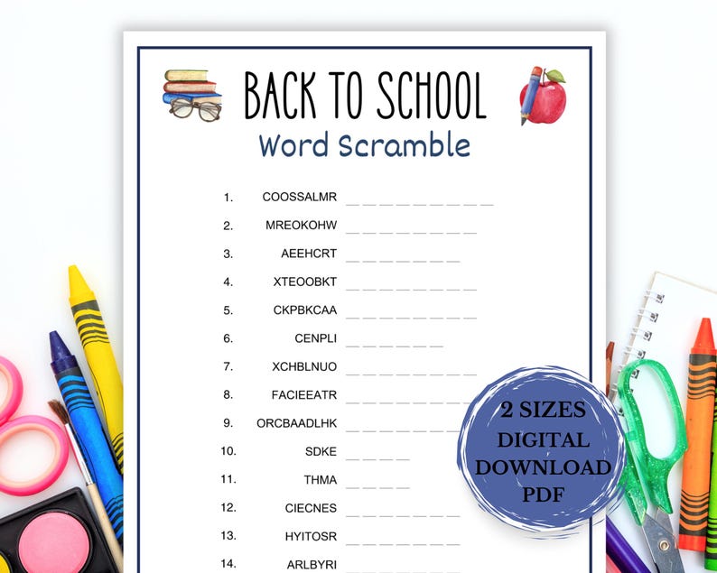 Back to School Word Scramble Game, First Week Classroom Activity Word ...