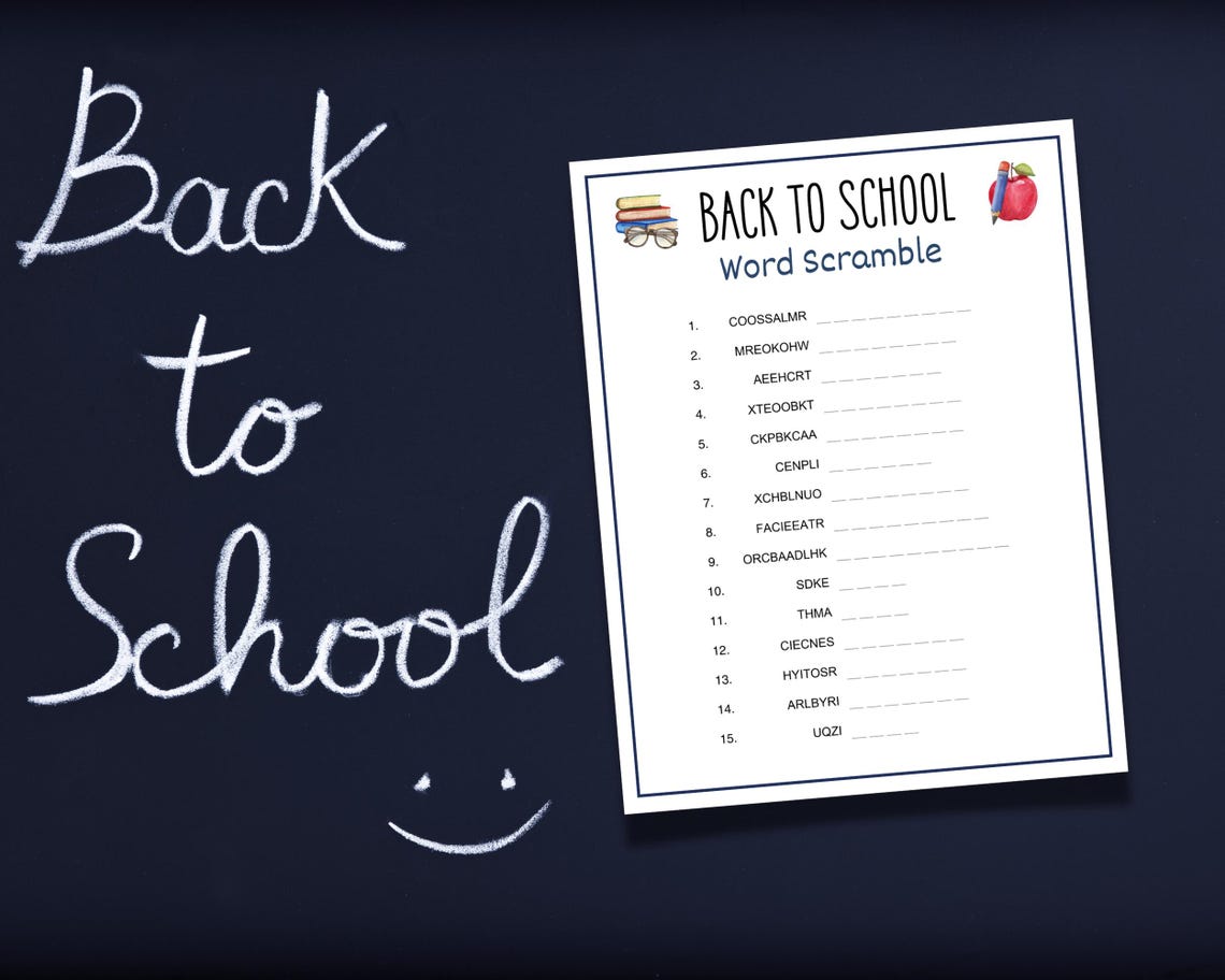 Back to School Word Scramble Game, First Week Classroom Activity Word ...