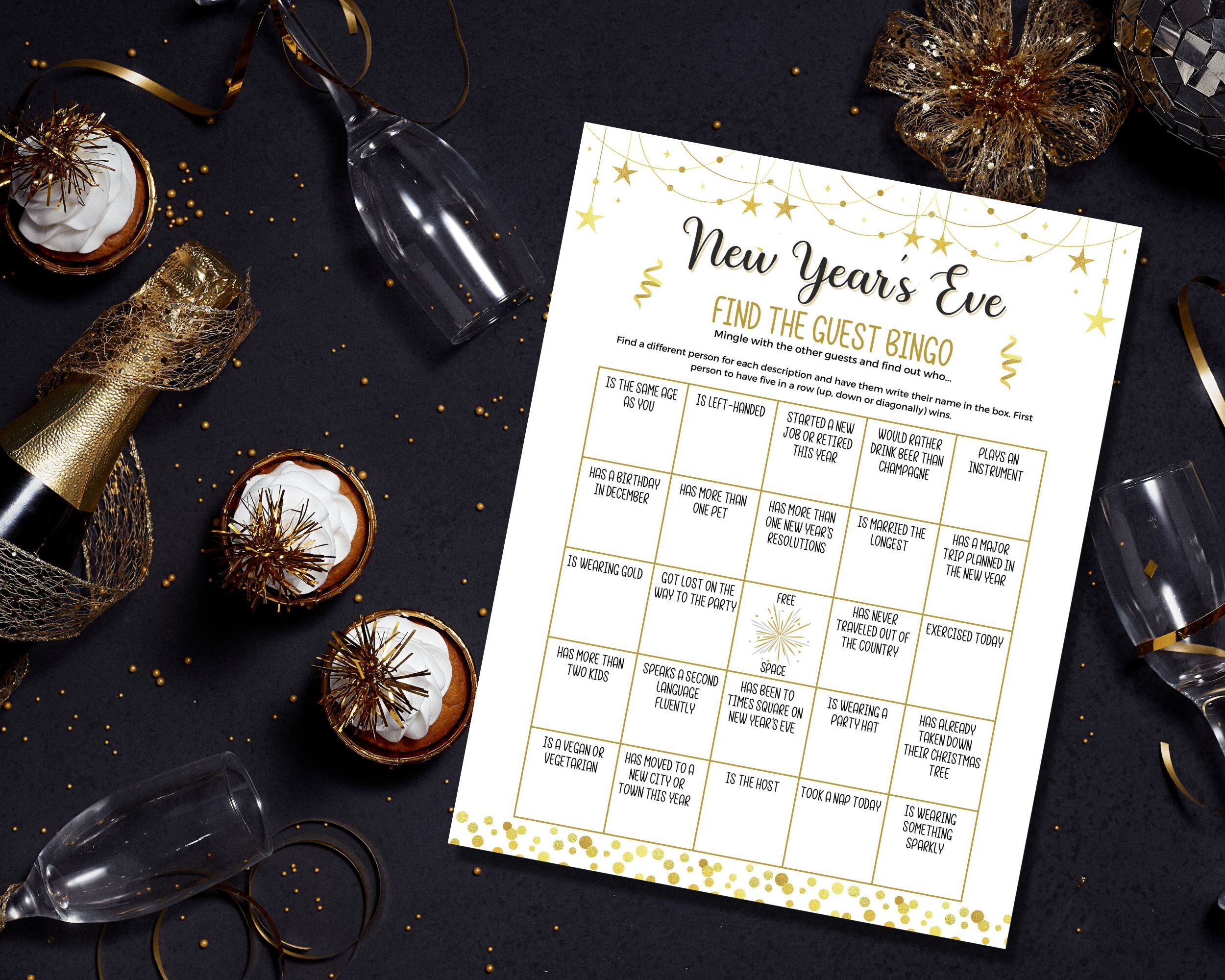 New Years Eve Find the Guest Bingo Game, New Years Eve Party, New Years ...