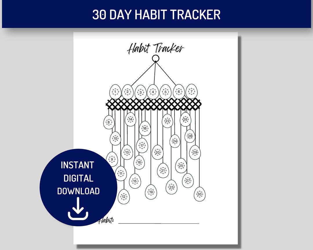 Printable 30 Day Habit Tracker, 30 Day Challenge, PDF, Instant Download ...