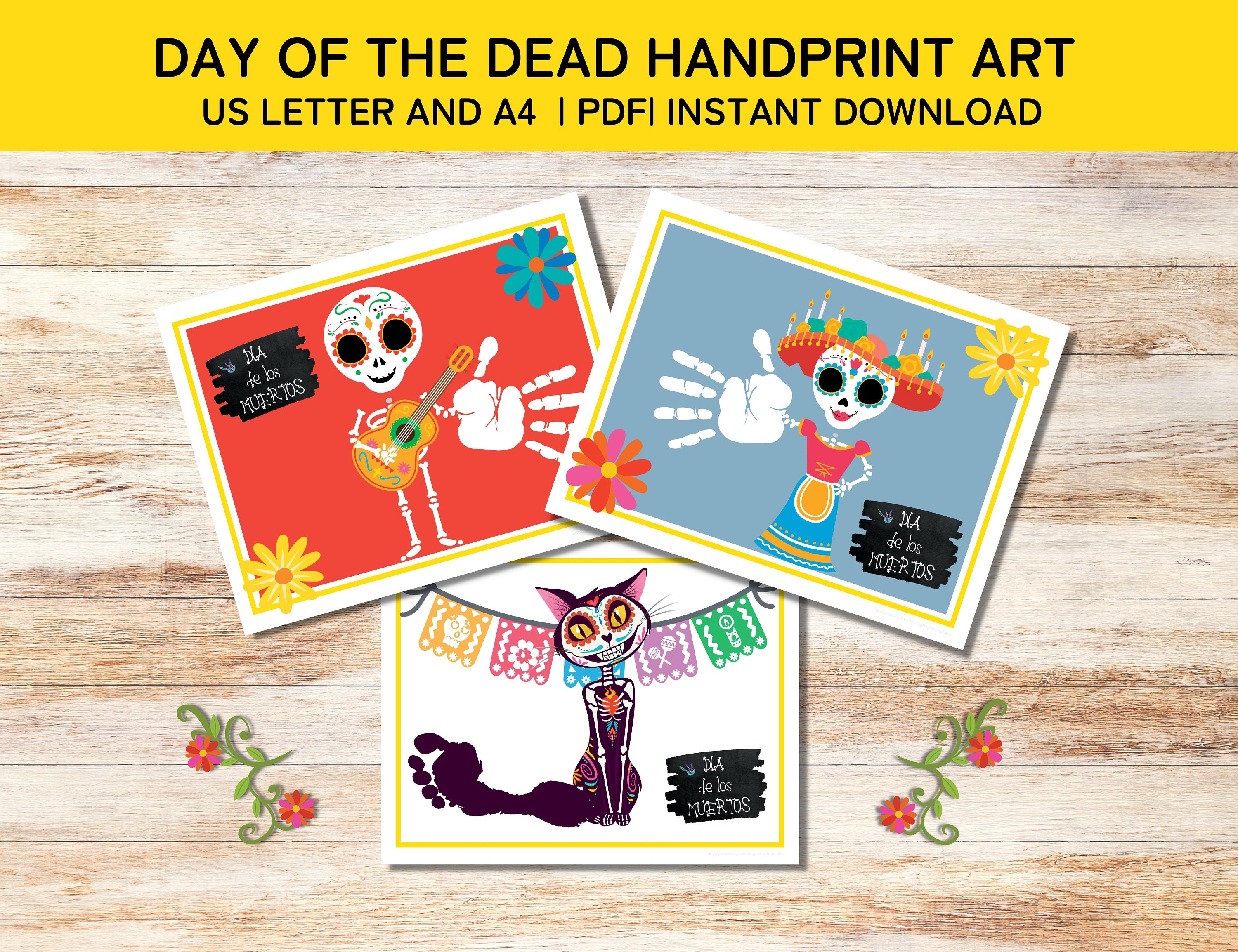 Dia De Los Muertos Handprint and Footprint Art Bundle, Day of the Dead ...