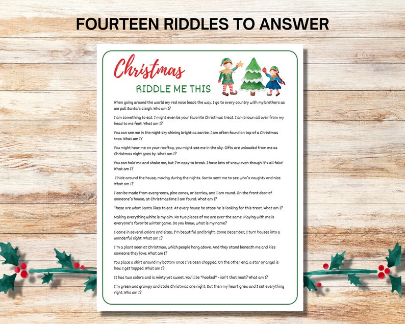Christmas Riddle Me This, Christmas Party Game, Christmas Trivia Game ...