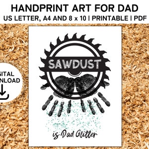 Handprint Art, DIY Gift for Dad, Printable Handprint Craft, Father&#39;s Day Gift from Kids, Dad Birthday Gift Handprint Keepsake, PDF