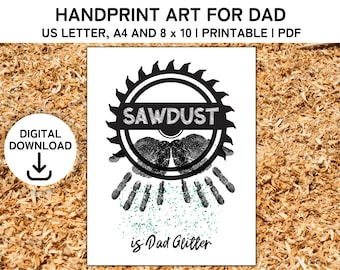 Handafdruk kunst, DIY cadeau voor papa, afdrukbare handafdruk ambacht, Vaderdagcadeau van kinderen, papa verjaardagscadeau handafdruk aandenken, PDF