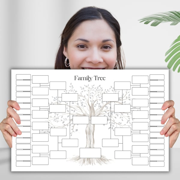 6 Generation Family Tree Poster, Blank Physical Family Tree Chart, 11 x 17", Meaningful Gift for Family Reunion or Special Occasion