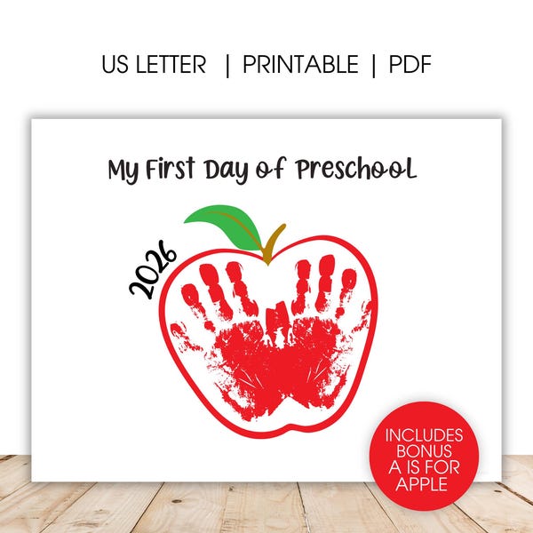 Arte con huellas de manos para el primer día de preescolar, primer día de clases, manualidades con huellas de manos, manualidades para preescolar, regreso a clases, PDF