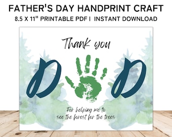 Vaderdag handafdruk kunst, afdrukbare Kid's handafdruk ambacht, aandenken cadeau, Vaderdag cadeau van kind, peuters cadeau voor papa