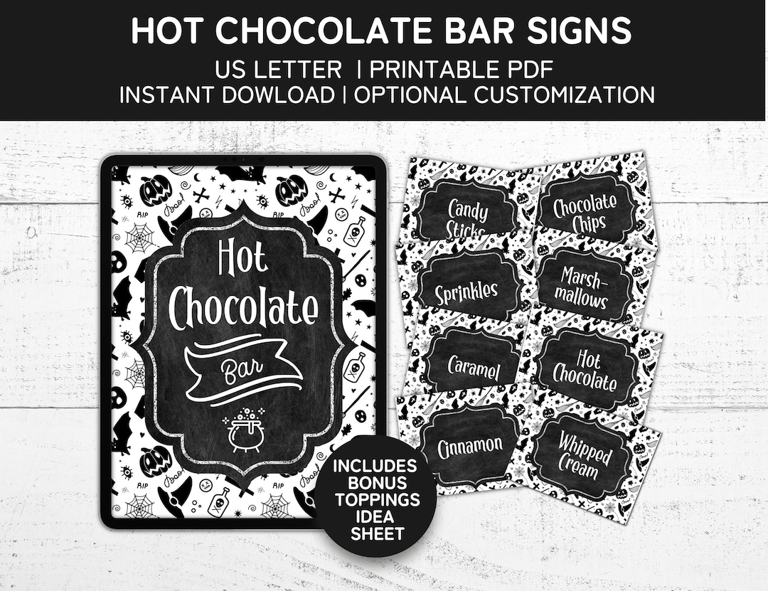 Halloween Hot Chocolate Bar Sign And Labels For Hot Cocoa Bar Etsy