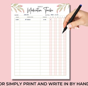 Printable Weekly Medication Tracker, Medication Scheduler, Medication ...