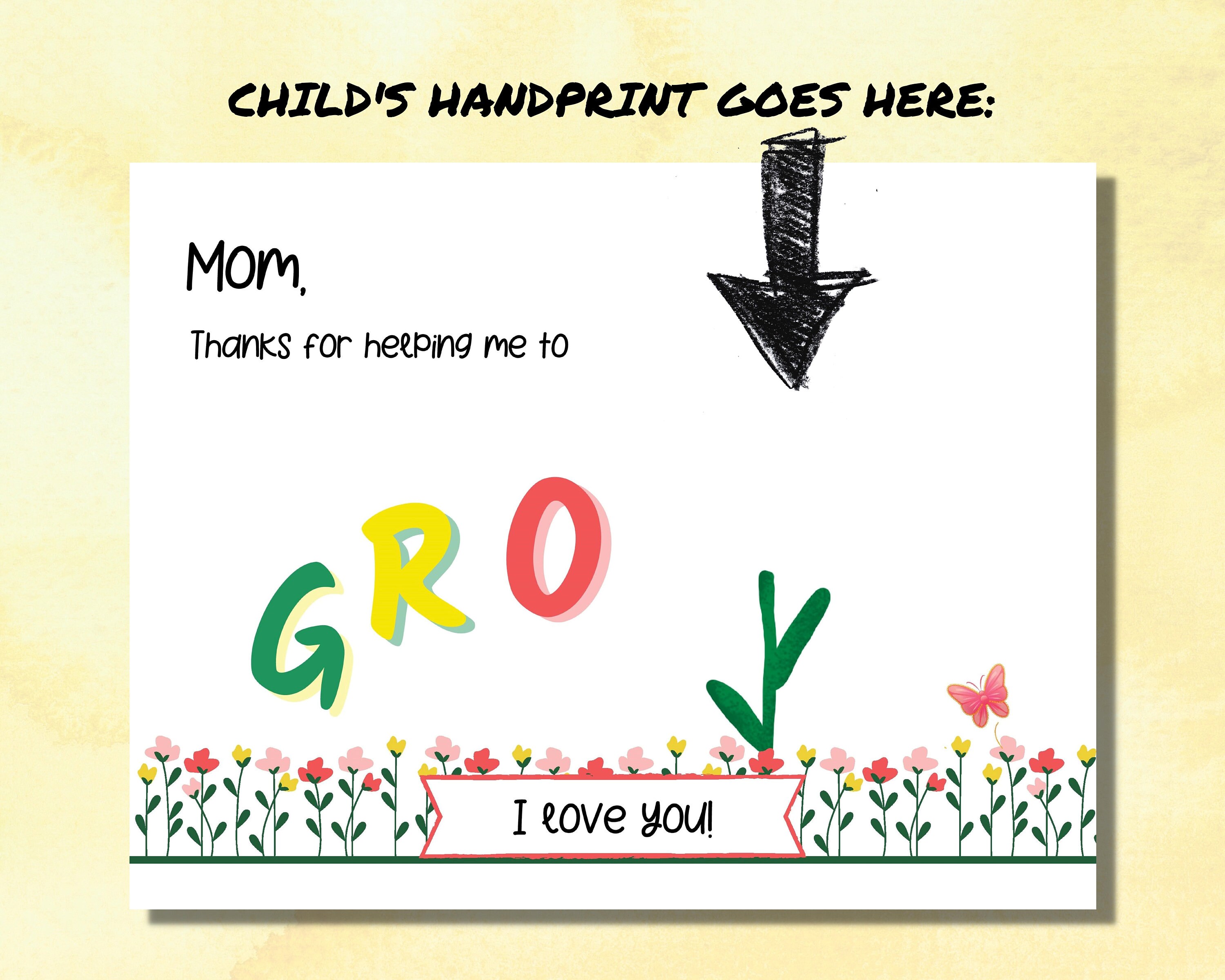 Mother's Day Handprint Craft, Printable Kid's Card, PDF, JPG, Keepsake ...