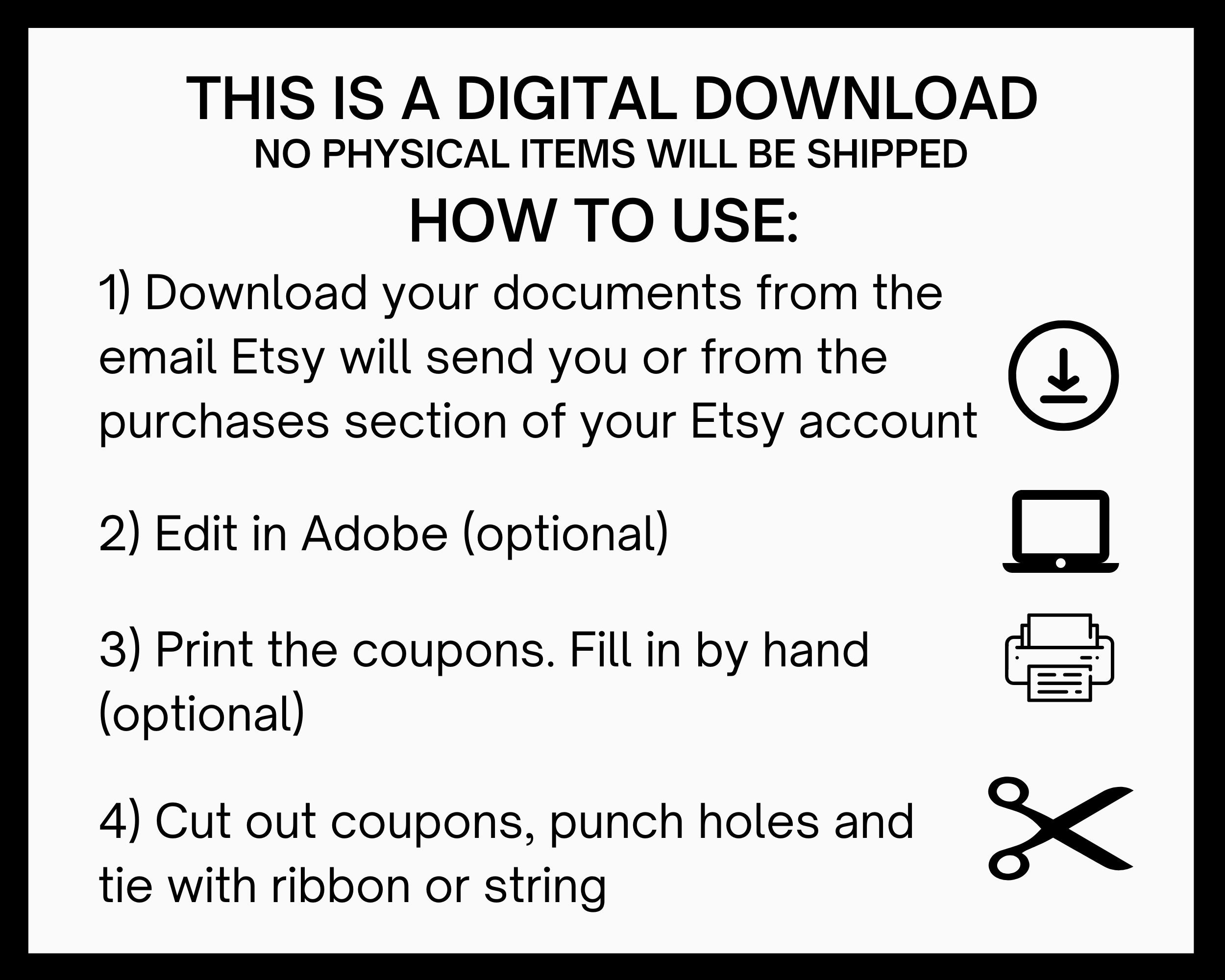 Printable Love Coupons, Coupon Book Template, Editable Valentine ...