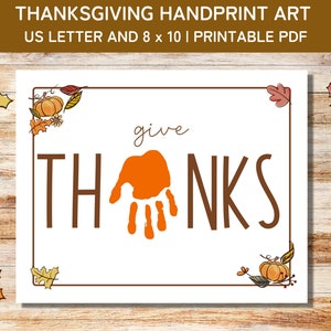 Thanksgiving Handabdruck Kunst, Herbst Handabdruck Basteln, Handabdruck Aktivitäten für Kleinkinder, Handabdruck Andenken, Dankeschön, PDF