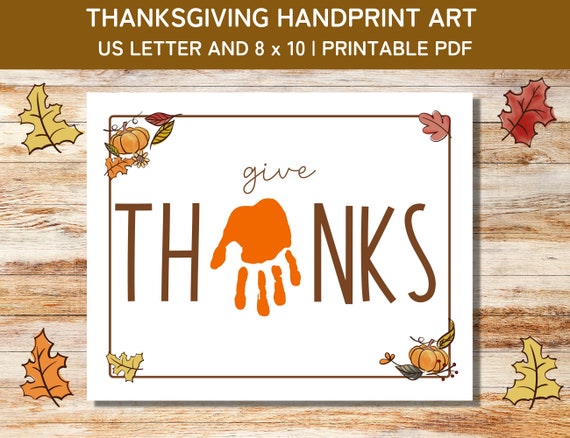 Thanksgiving Handprint Art, Fall Handprint Craft, Toddler Handprint Activities, Handprint Keepsake, Give Thanks, PDF