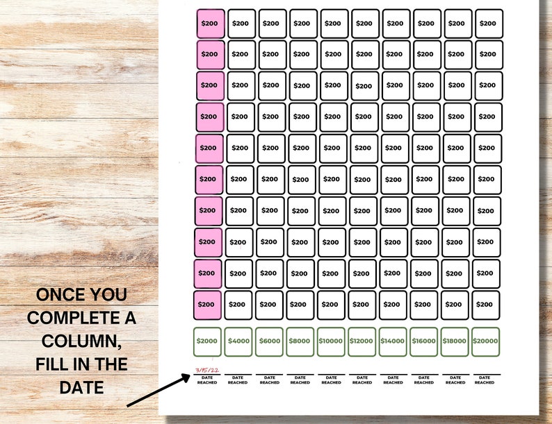 Printable 20K Savings Challenge, Savings Tracker, PDF, Instant Download ...