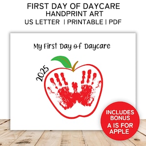 First Day of Daycare Handprint Art, First Day of School, Handprint Craft, Preschool Craft, Back to School, Handprint Craft, PDF