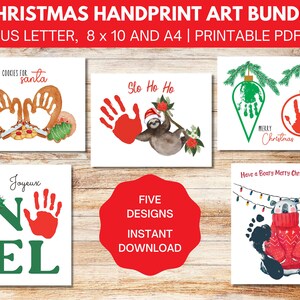 Christmas Handprint and Footprint Art Bundle, Handprint Craft for Toddler and Preschool Activities,  PDF