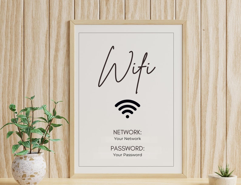Wifi Password Sign Printable Wifi Sign Wifi Network Sign - Etsy