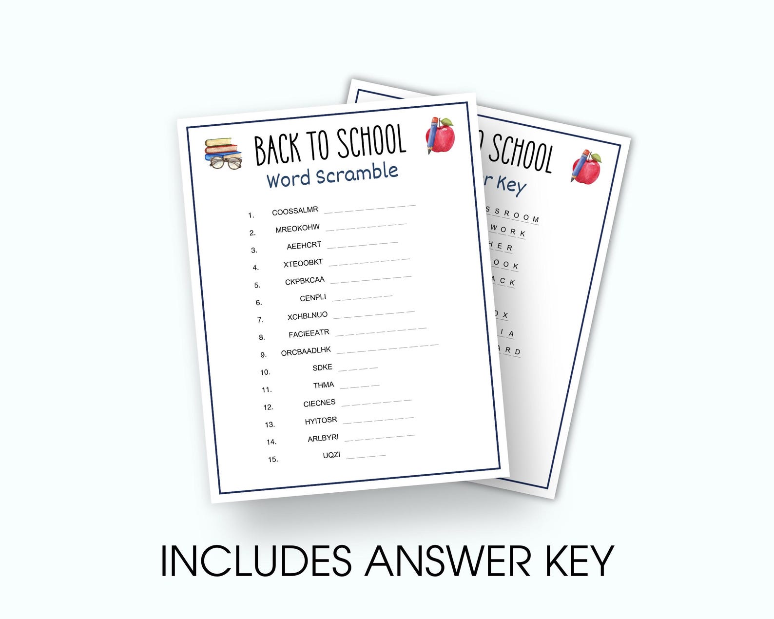 Back to School Word Scramble Game, First Week Classroom Activity Word ...