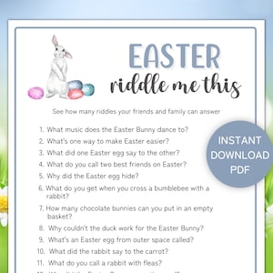 Easter Riddles Game, Printable Easter Party Game for Kids, Riddle Me ...