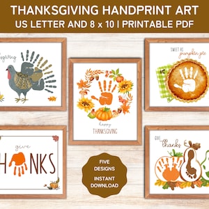 Thanksgiving Handprint and Footprint Art Bundle, Fall Handprint, Turkey Handprint Craft, Toddler and Preschool Activities, Give Thanks, PDF
