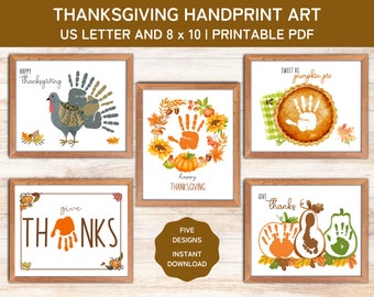 Thanksgiving Handprint and Footprint Art Bundle, Fall Handprint, Turkey Handprint Craft, Toddler and Preschool Activities, Give Thanks, PDF
