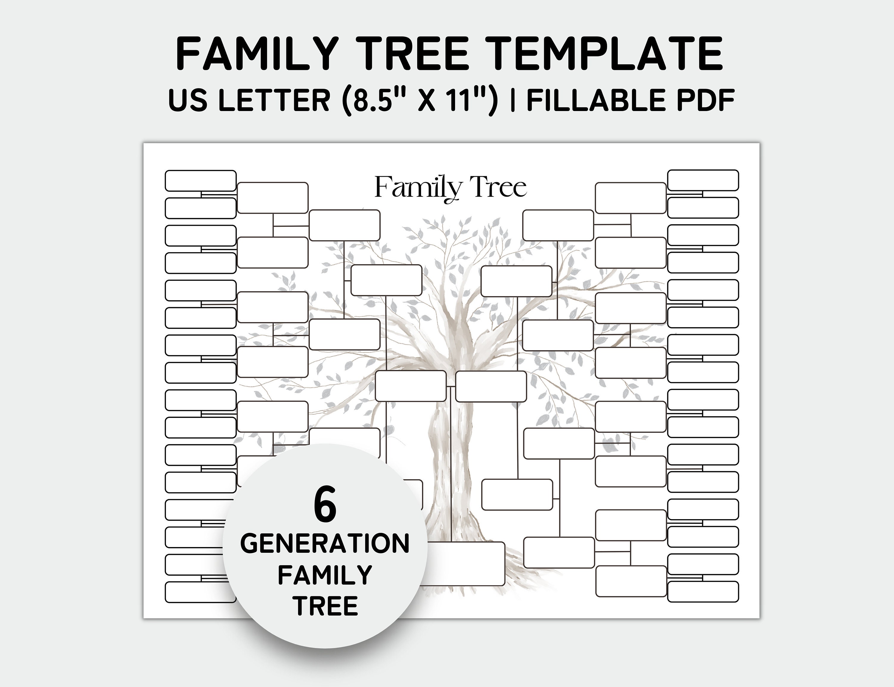 Family Tree Template 6 Generation, Family Tree Chart, Printable Family ...