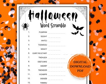 Halloween Word Scramble Game, Printable Halloween Game for Kids and Adults, Halloween Party Game, Halloween Puzzle, Teen Halloween Game