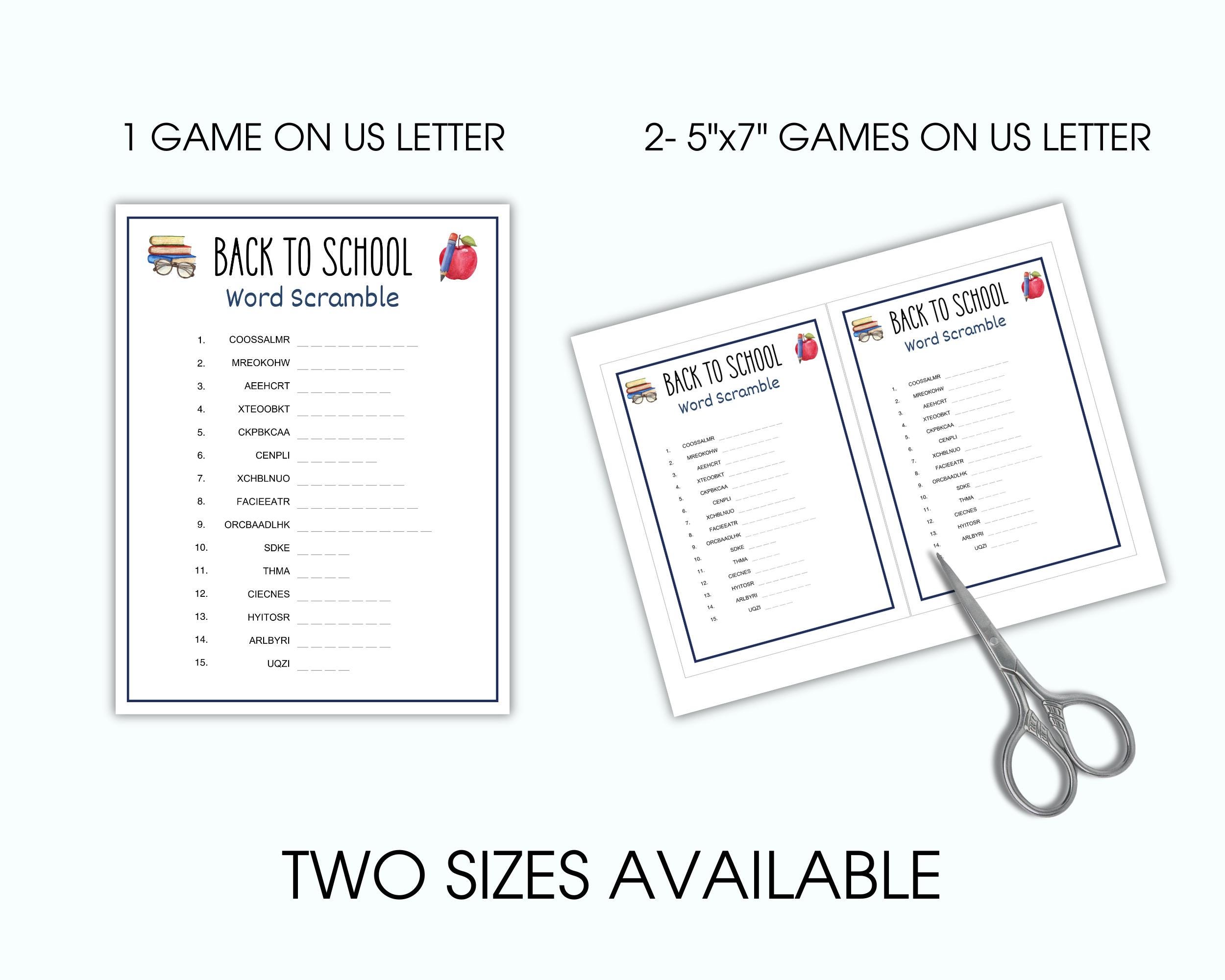 Back to School Word Scramble Game, First Week Classroom Activity Word ...