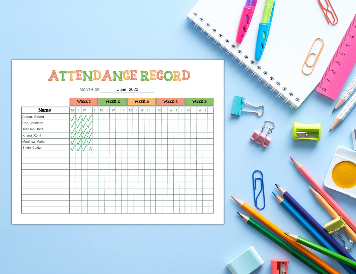Editable Daycare Attendance Sheet for Preschool, Home School and in ...
