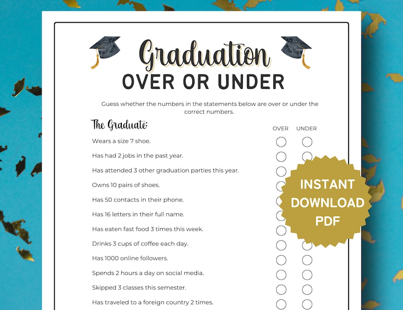 Graduation Over or Under Game, Graduation 2024, Graduation Printable ...