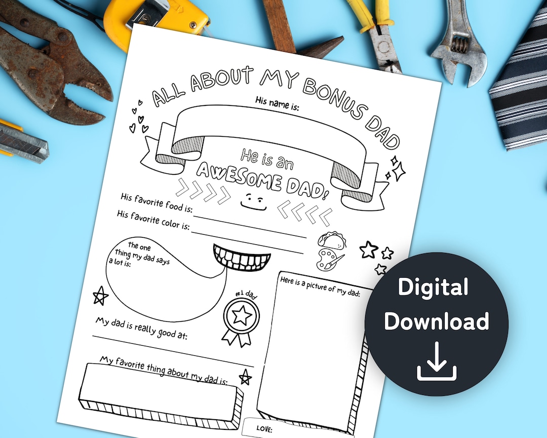All About My Bonus Dad Gift From Kids, DIY Gift for Bonus Dad ...