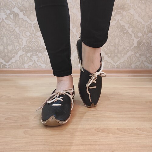 Black Unisex Lace Up Yemeni Shoes,Yemeni Shoes Women, Handmade Shoes, Organic Leather Shoes,Leather shops Shoes Women, Earthing Shoes,Summer Shoes