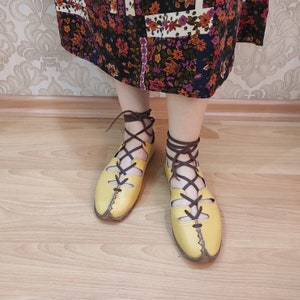 Yellow Gladiator Handmade Yemeni Shoes, Turkish Yemeni Shoes, Yemeni Shoes Women, Handmade Shoes, Barefoot Shoes, Earthing Shoes
