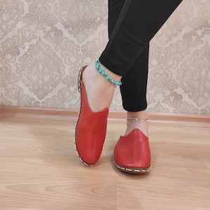Orange Genuine Leather Handmade Slippers for Women - Lightweight, Comfortable, and Stylish Slippers