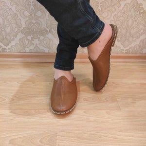 Brown Genuine Leather Handmade Slippers for Women - Lightweight, Comfortable, and Stylish Home Slippers