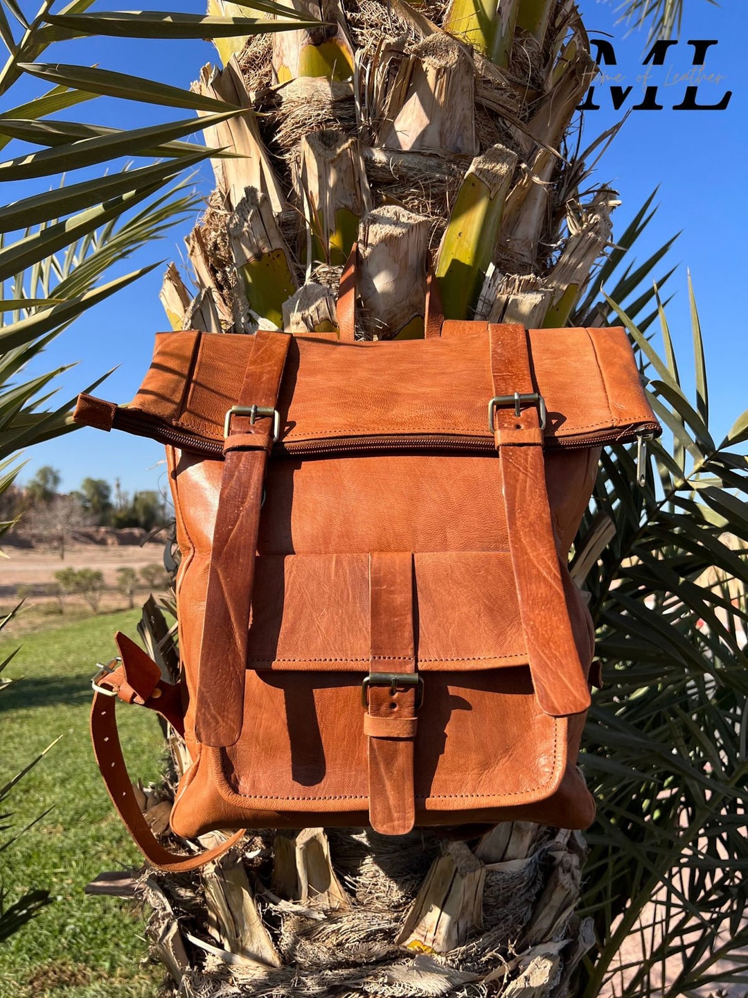 Handmade Moroccan Leather Backpack, Vintage Laptop Rucksack - Etsy