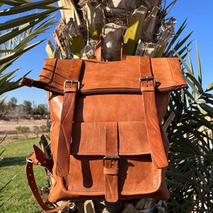 Unisex leather backpack, Vintage leather backpack,  Moroccan leather bag, Shoulder backpack, backpack for laptop, leather rucksack