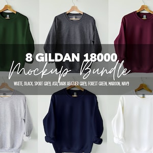 Gildan 18000 Mockup Bundle, Gildan 18000 Mockups, Sweatshirt Mockups, Hanging Sweatshirt Mockups, Simple Flat Lay Mockups, Mockup Bundle