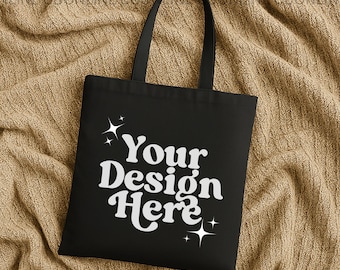 Black Canvas Tote Mockup Liberty, Liberty Bags OAD113 Black Tote Bag Flat mock,