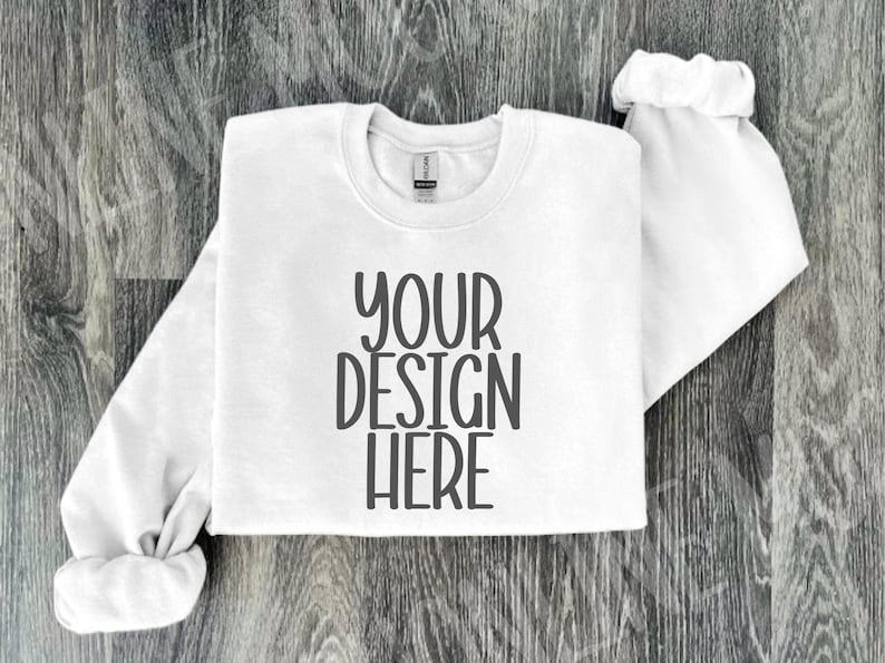 Gildan 18000 White Sweatshirt Mockup White Folded Sweater Etsy