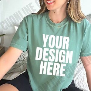 Light Green Comfort Colors Mockup, Comfort Colors Light Green C1717, Comfort Colors mockup green, Light Green  Tshirt Mockup, Model Comfort