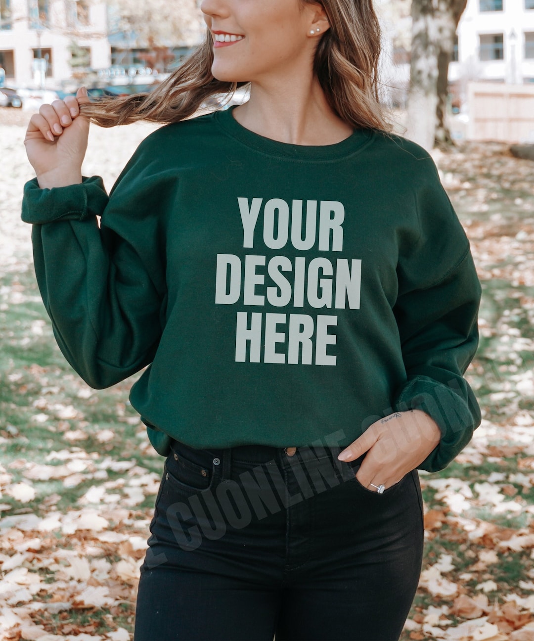 Gildan 18000 Forest Green Sweatshirt Mockup Forest Green Etsy