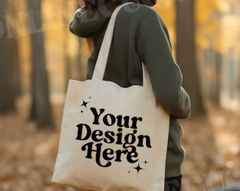 Autumn Canvas Tote Mockup, Liberty Bags OAD113 Tote Bag Mockup, Fall Shopping Bag Mockups, Shopping Tote Mock Up, Mockup Template, Tote Bag