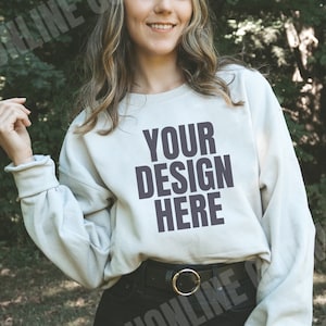 Gildan 18000 Sand Sweatshirt Mockup, Sand Sweater mockup, Model gildan 18000 mockup, Gildan 18000 mockup, Sand Sweatshirt Mock, Sand Sweater