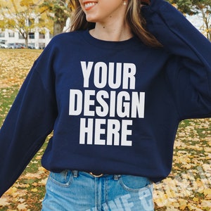 Gildan 18000 Navy Sweatshirt Mockup, Navy Sweater mockup, Model gildan 18000 mockup, Gildan 18000 mockup, Sweatshirts Mocks, Navy Shirt