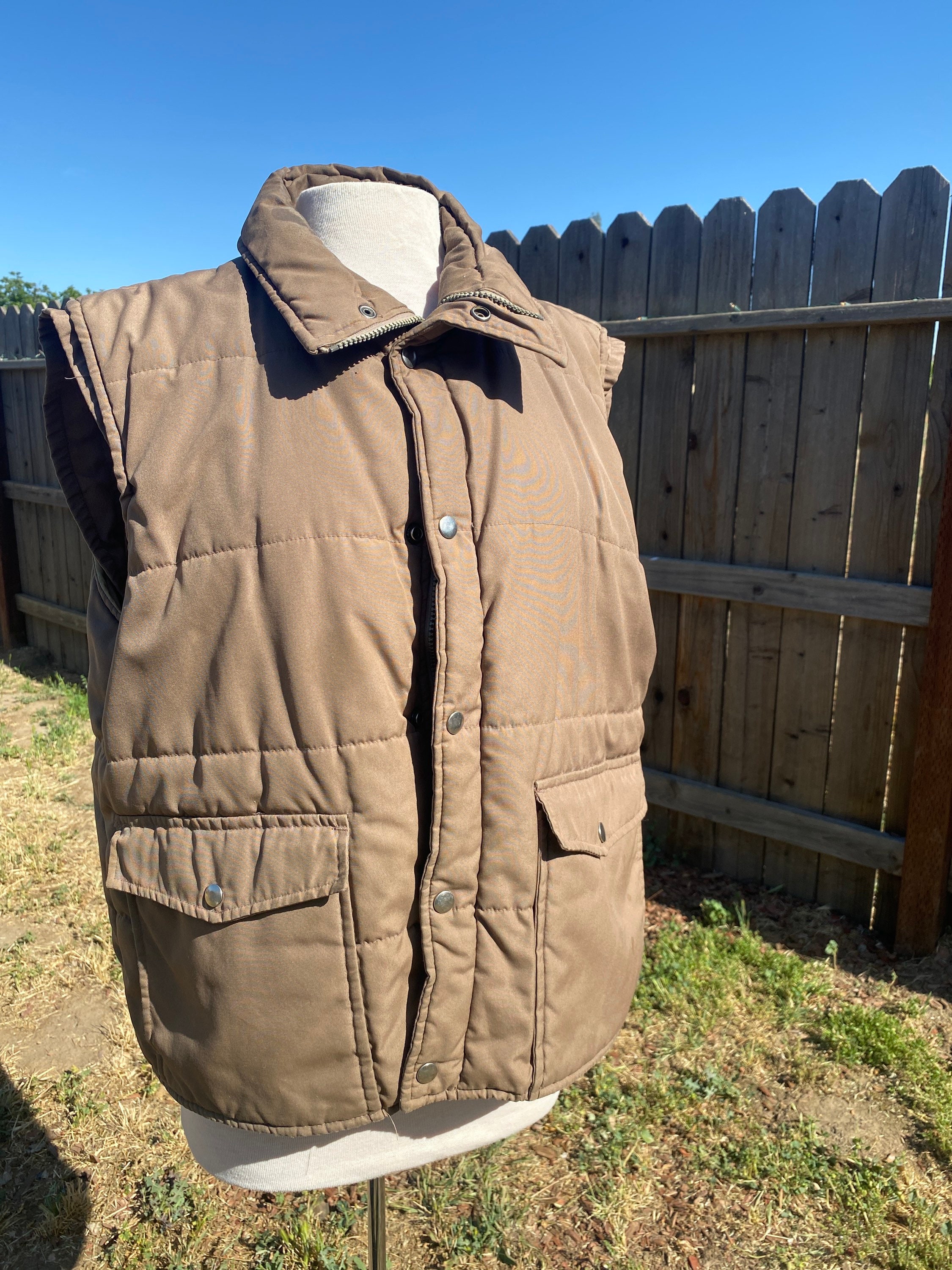 Tan Puffer Vest - Etsy Singapore