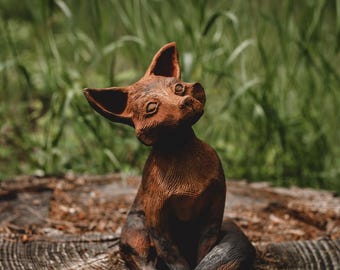 Pit fired Fox sculpture