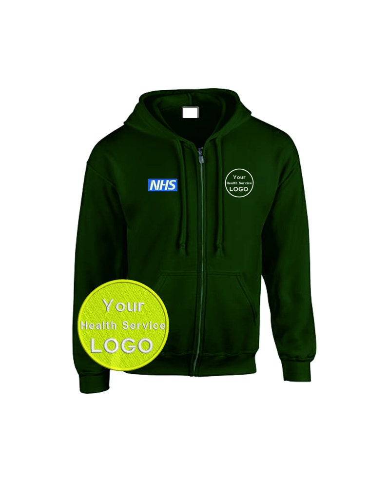 All Health Services Green Zipped Hoodie image 1